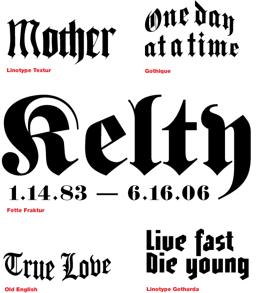 Blackletter tattoo letters