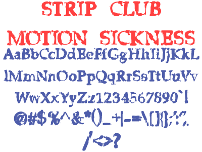 voorbeeld Strip Club Motion Sickness lettertype