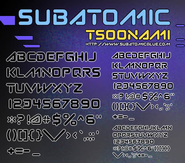voorbeeld Subatomic Tsoonami lettertype